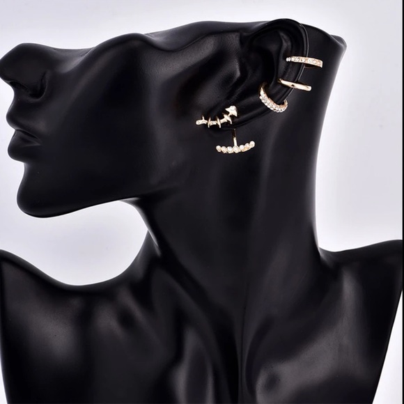 Earrings Post Cuff Multi Layering Gold Jewelry - Picture 2 of 4